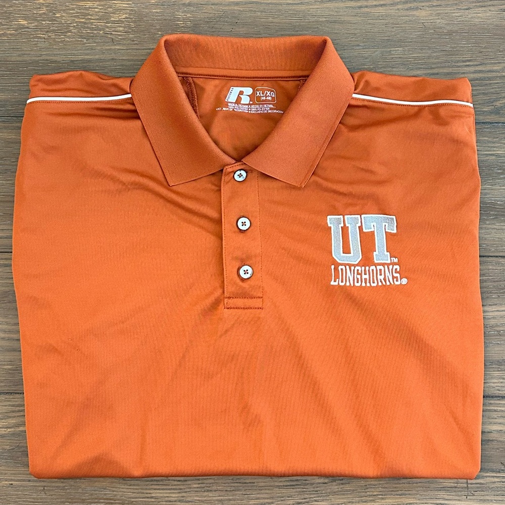 Russell Athletic UT Longhorns‎ Embroidered Short Sleeve Polo Shirt Size XL